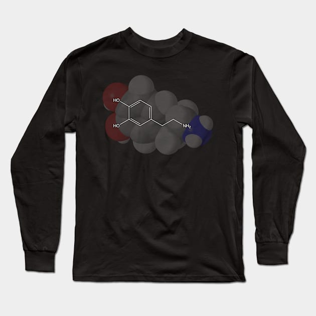 Dopamine Molecule Chemistry Long Sleeve T-Shirt by ChemECool